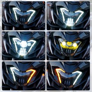 Phares avant LED YONGJIN avec faisceau haut/bas et anneau halo DRL, clignotant jaune pour <span class=keywords><strong>Kawasaki</strong></span> Z650 Versys X300 - Product Image 6