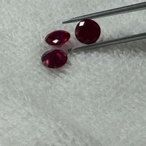 Gemas de Wuzhou 2 #   3 #   5 #   8 #   Piedra Preciosa de Rubí Redonda Creada en Laboratorio, Tratada Térmicamente, de 5mm-10mm, Color Rojo - Product Image 2
