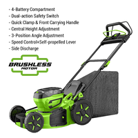 Tondeuse à gazon sans fil Vertak 40V sans balais, tondeuse à gazon électrique avec sac à herbe et hauteur de coupe réglable pour l'entretien des pelouses de jardin
