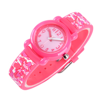 Montre analogique à quartz pour enfants, filles, sport, OEM/ODM, design de dessin animé pour enfants, avec bracelet élastique, boîtier en PC