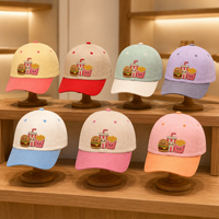 Casquette de baseball respirante et imperméable bicolore avec patch brodé alimentaire, boucle de réglage métallique, visière incurvée, 6 panneaux, style Dad Hat sportif