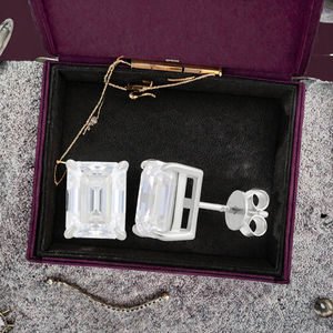 Boucles d'oreilles clous pour homme en argent sterling 925, 6,5 mm, moissanite colorée taille brillant, plaqué or rose, certifiées GRA, bijoux classiques - Product Image 2