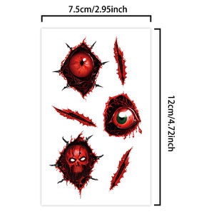 Halloween tatouages temporaires visage autocollant Halloween horrible cicatrice de sang yeux sanglants crâne tatouage étanche pour bras cou jambe - Product Image 2