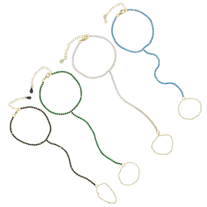 Nuevo Diseño Minimalista, Cadena de Tenis <span class=keywords><strong>con</strong></span> Circonita Cúbica, Brazalete de Cadena de Mano <span class=keywords><strong>con</strong></span> Anillo, Joyería de Moda para Mujer - Product Image 5