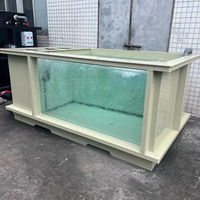 Bassin d'angle pour poissons, grand réservoir d'élevage de poissons intérieur personnalisé en PRV avec fenêtre, bassin extérieur en fibre de verre avec système de filtration pour bassin à poissons