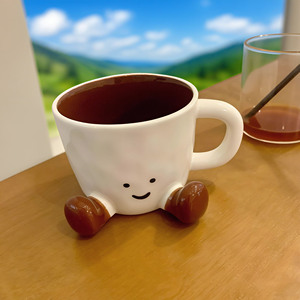 Carino creativo per la faccina sorridente tazza di ceramica con i piedi per l'ufficio o la casa tazza di caffè di alto valore con Design curativo - Product Image 2