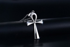 패션 고품질 스테인리스 스틸 힙합 롱 체인 기독교 이집트 앙크 십자가 목걸이 (남성용) - Product Image 4