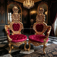 Canapé et fauteuil en bois massif sculpté de luxe français, style européen, pour salon de villa, avec table d'appoint en marbre