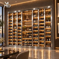 Armoire à vin encastrée de luxe sur mesure en acier inoxydable pour hôtel, villa, restaurant