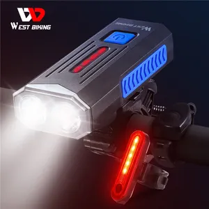 WEST BIKING 1000 Lumens Lampu Sepeda 140db Horn Bell USB Lampu Belakang Dapat Diisi Ulang Lampu LED Bersepeda Depan Belakang Tahan Air