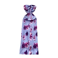 Robe élégante sans manches à imprimé floral pour femme, coupe ajustée, couleur violette, pour l'été, vente en gros