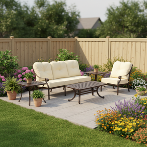 SH Luxury European Style Cast Aluminium Outdoor Sofa 2-3 Seater Ornate Carved Design <strong>Garden</strong> <strong>Loveseat</strong> <strong>for</strong> High-End Outdoor Living - Product Image 2