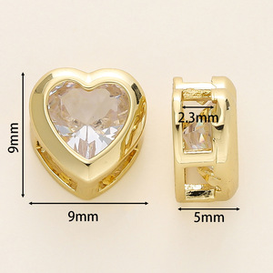Cuentas de cristal en forma de corazón, cobre chapado en oro, cuentas espaciadoras para hacer joyería DIY, para pulseras y collares - Product Image 2