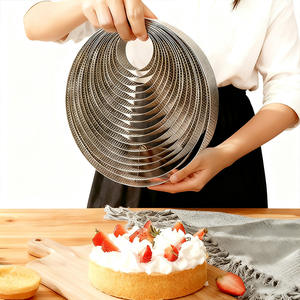 พิมพ์มูสสแตนเลสแบบใช้แล้วทิ้ง ทรงกลม มีรู ดีไซน์แบบเฟรนช์ทาวเวอร์ ใช้กับเตาอบได้ สำหรับทำเค้ก ทาร์ต ขนมข้าว - Product Image 2