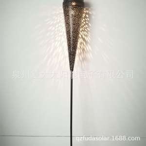 Solar Garden <b>Light</b> Cone Shape Perforated Metal <b>Led</b> Outdoor Lawn Stake <b>Light</b> With <b>Light</b> <b>Sensor</b> Water Resistant - Product Image 5