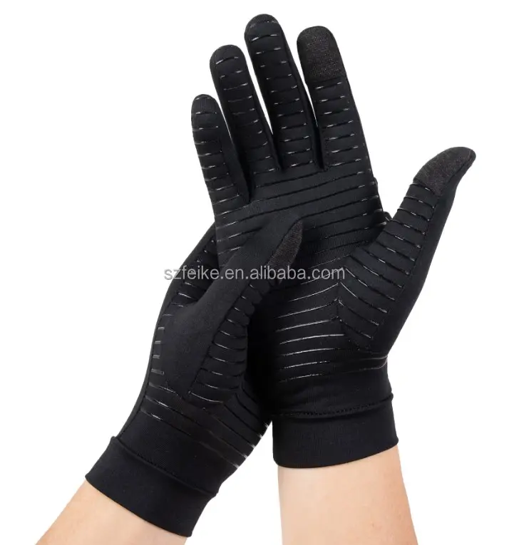 Manufacturer Copper Full Finger Compression Gloves Anti-Slip Arthritis Gloves For Hand Pain Promoting Healing