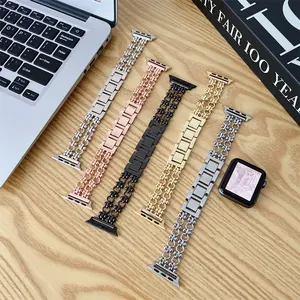 Gelang jam tangan tembaga logam, seri lingkaran kecil rantai ganda tali gelang untuk Apple Watch Ultra2 ultra 49mm iwatch 9 45mm