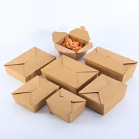 Vente en gros de boîtes repas personnalisées en papier kraft pour le petit déjeuner le dîner nouilles à emporter sushi recyclable plastification mate personnalisée