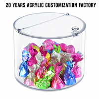 HOTEAM Bac à bonbons rond en acrylique avec couvercle magnétique 1,06 gal, récipient alimentaire en vrac hermétique, présentoir de vente au détail, vente en gros, OEM