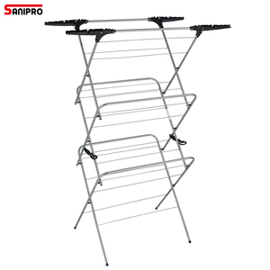 SANIPRO <span class=keywords><strong>Séchoir</strong></span> <span class=keywords><strong>à</strong></span> <span class=keywords><strong>linge</strong></span> pliant 3 niveaux, étendoir concertina, support de sol peu encombrant pour appartements - Product Image 1