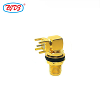 Sudut Kanan Pabrik 90 °   Konektor RF Coax SMA Female Jack Tahan Air untuk Pemasangan PCB, Tersedia dalam Stok