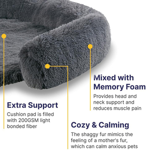 Sofa tempat tidur anjing lipat portabel, aksesori hewan peliharaan mewah mudah dibersihkan abu-abu gelap panjang <span class=keywords><strong>dropshipping</strong></span> - Product Image 4