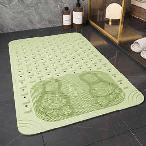 Tapis antidérapant pour salle de bain, tapis de massage pour les pieds en TPE rectangulaire, tapis de douche imperméable, tapis de toilette, couleur unie, design minimaliste - Product Image 2