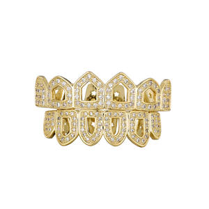 Veri gioielli per il corpo Hiphop ghiacciati Lab diamante denti superiori e denti inferiori vampiro griglie dentali Halloween denti d'oro <span class=keywords><strong>Grillz</strong></span> - Product Image 1