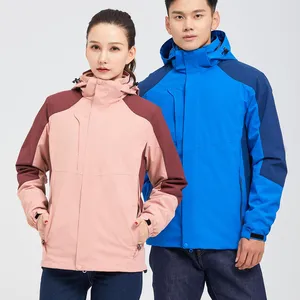 Stand Collar Full Zip Up Cuff Coat Unisex 100% Polyester High Density Pongee Detachable Outdoor Jacket With Hood