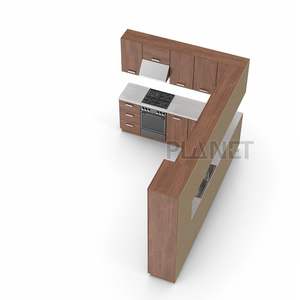 Gabinete de cocina Lámina antiaceite Cajón telescópico Puertas de gabinete de cocina Gabinete de cocina simple de alto brillo en forma de L - Product Image 4