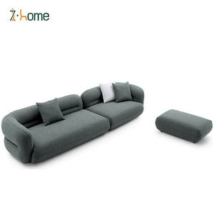 Sofá Wabi Sabi de tela modular Seccional de 5 plazas compacto extensible cuadrado minimalista para sala de estar - Product Image 1