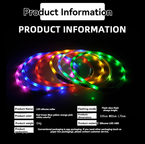 방수 실리콘 LED 발광 패셔너블 USB 충전식 라이트 강아지 & 고양이 목걸이 야간 안전 야외 산책 파티 액세서리 - Product Image 1