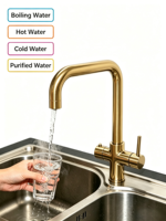 Robinet de cuisine en laiton massif 4 voies pour eau bouillante, filtrée, chaude et froide, avec sécurité enfant, pour système sous évier, vente en gros