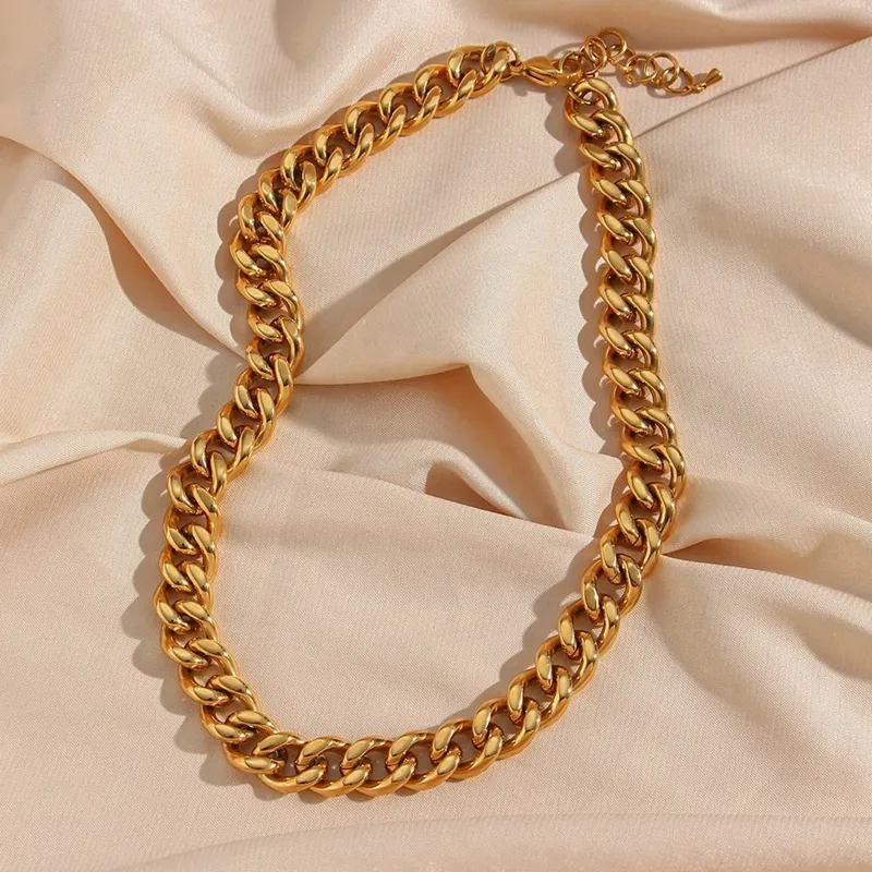 Nuevo Collar chapado en oro PVD de 18 quilates, envío directo, personalidad, cadena gruesa exagerada, acero inoxidable 316L, cuentas de perlas principales de plata