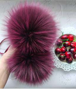 פונפונים מפרוות דביבון בהתאמה אישית לסיטונאות לכובעים, צעיפים, כפפות ואביזרים, פרווה טבעית בצבעי חום, אפור, שחור ולבן, לקישוט - Product Image 5