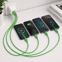 Cable USB 4 en 1 de Tipo A a Tipo C, 5V 3A, Cable de Carga Rápida, Cable Cargador USB Múltiple de TPE Duradero para Teléfono Móvil