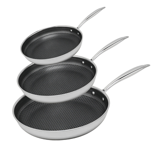 Ensemble de casseroles en céramique antiadhésive en acier inoxydable triple couche 304, poêles à frire 20/24/28 cm, ustensiles de cuisine, poêle à frire en nid d'abeille - Product Image 2