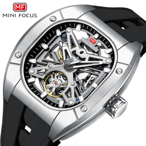 MINI FOCUS MF0618G <span class=keywords><strong>Montre</strong></span>-bracelet <span class=keywords><strong>automatique</strong></span> pour homme, bracelet en silicone noir, étanche 30 m, lumineuse, <span class=keywords><strong>montre</strong></span> mécanique de sport - Product Image 1