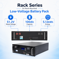 Paquete de Baterías Inteligentes BMS de 51.2V 100Ah 5kWh LiFePO4, Batería de Almacenamiento de Energía Montada en Rack con CAN RS485 para Inversores