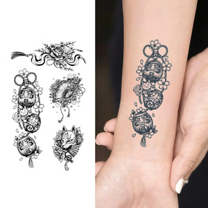 Tatuaje temporal de estilo tradicional Oriental, <span class=keywords><strong>muñeca</strong></span> Daruma, tatuaje semipermanente, resistente al agua, dura 2 semanas, tatuaje de hierbas <span class=keywords><strong>para</strong></span> brazo - Product Image 1