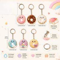 Gantungan Kunci Donat Warna-warni Manis Lucu Aksesoris Tas Ransel Dompet Gantungan Kunci Liontin Hadiah Pesta Ulang Tahun