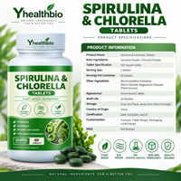 Comprimés d'algues marines Spiruline & Chlorelle, complément alimentaire végétal en bouteille, comprimés ronds verts de 500 mg, 60 comprimés par bouteille