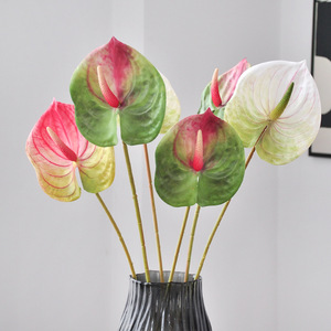 Fleurs artificielles Anthurium Yoshinobu, blanc, vert, rose, tige unique, bouquet, décorations - Product Image 3