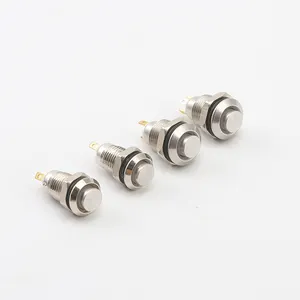 8mm 10MM 12mm Push Button Switch without blocking normally closed contacts 4 pin base red metal button