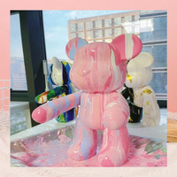 Décor à la maison bricolage peinture fluide violent ours Figure Sculpture décoration maison bureau meubles ornement jouets cadeaux résine artisanat