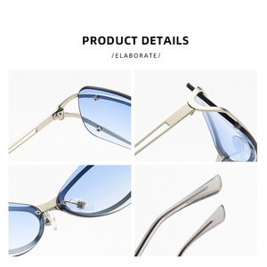 Lunettes de soleil unisexes vintage à monture métallique, verres UV400, forme originale, personnalisables avec logo, pour hommes, vente en gros - Product Image 4