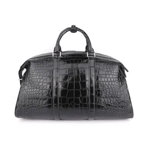 Personalizado de lujo de <span class=keywords><strong>piel</strong></span> de cocodrilo genuina de cuero duradero hombres mujeres Unisex llevar en Boston Duffle <span class=keywords><strong>bolsa</strong></span> de <span class=keywords><strong>viaje</strong></span> bolso - Product Image 1