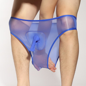 Men's Transparent Triangle Briefs Low-Rise Nylon Breathable Black Adult Sexy Underwear - Product Image 3