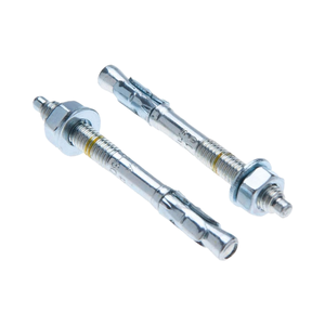 Ancre à béton M12 12 mm x 110 mm, galvanisée argentée, filetée avec écrou de blocage et entretoise pour <span class=keywords><strong>fixation</strong></span> de montants de 10 mm, lot de 6 - Product Image 1