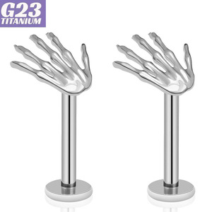 Hand Labret | G23 Titanium Surgical Grade Threaded <b>Piercing</b> Jewelry Hypoallergenic Body Accessory - Product Image 4